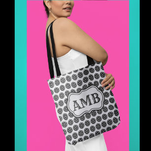 Trendy Pickleball Black & White 3 Letter Monogram Tasche