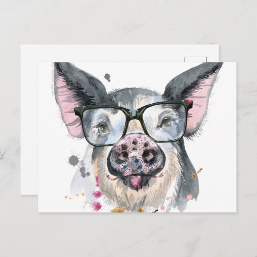 Trendy Pig Postkarte (Vorne/Hinten)