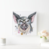 Trendy Pig Quadratische Wanduhr (Zuhause)