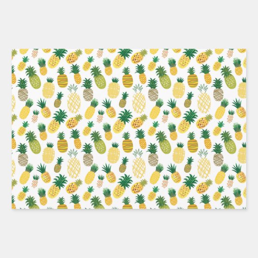 Trendy Pineappel Pattern Geschenkpapier Set (Vorderseite)