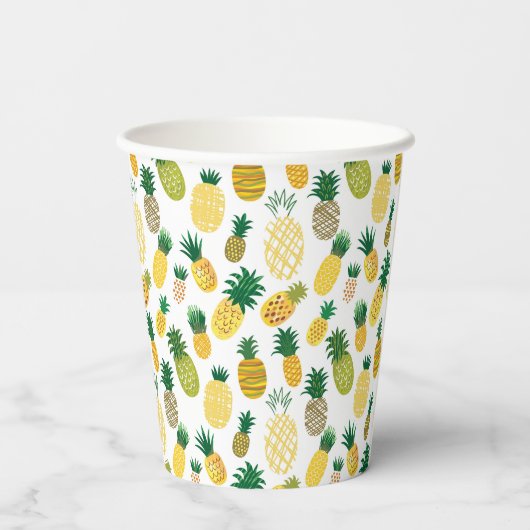 Trendy Pineappel Pattern Pappbecher (Rückseite)