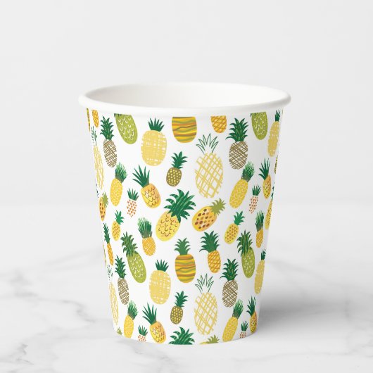 Trendy Pineappel Pattern Pappbecher (Vorderseite)