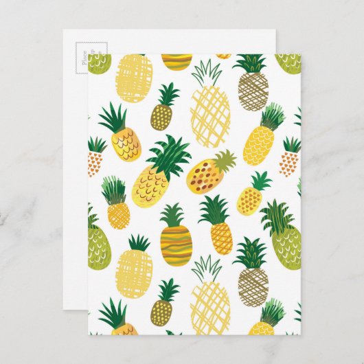 Trendy Pineappel Pattern Postkarte (Vorne/Hinten)