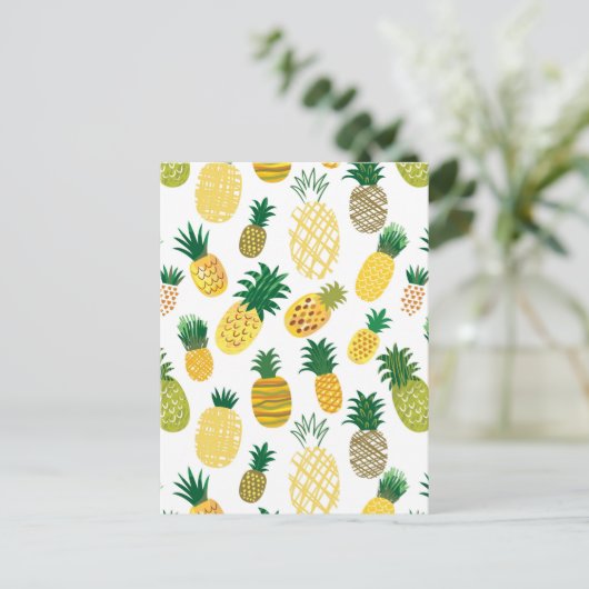 Trendy Pineappel Pattern Postkarte (Stehend Vorderseite)