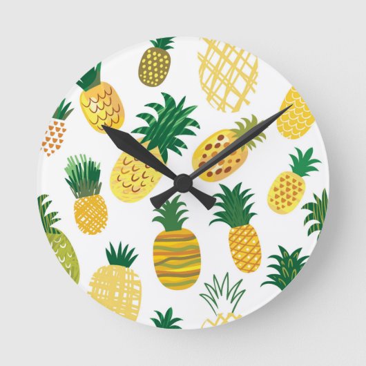 Trendy Pineapple Pattern Runde Wanduhr (Vorderseite)