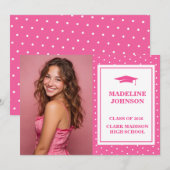 Trendy Pink 2026 Graduation Announcement Einladung (Vorne/Hinten)