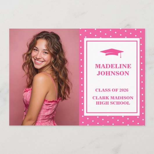 Trendy Pink 2026 Graduation Announcement Einladung (Vorderseite)