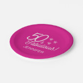 Trendy Pink 50 und prächtig Geburtstag Pappteller (Schrägansicht)