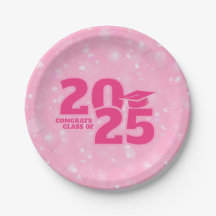 Trendy Pink Abschluss Paper Plate
