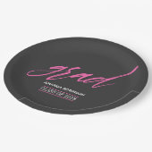Trendy pink and gray Graduation Party Pappteller (Schrägansicht)