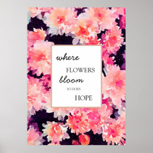 Trendy pink Aquarell inspirierende Blume Zitat Poster