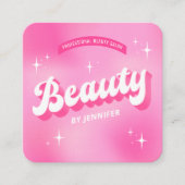 Trendy Pink Beauty Salon Retro Girly Groovy Lashes Quadratische Visitenkarte (Vorderseite)