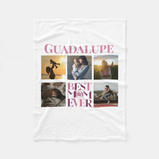 Trendy Pink Beste Mama je Fotolage Fleecedecke (Vorderseite)