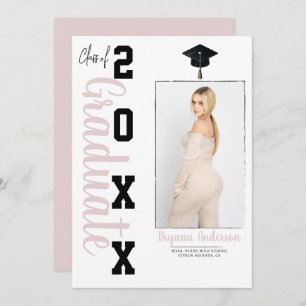 Trendy Pink Black Abschluss Foto Ankündigung