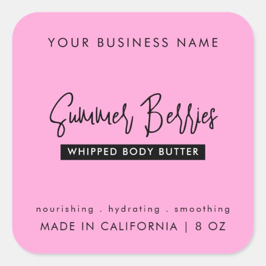 Trendy Pink & Black Bath Körperkosmetiktafel Quadratischer Aufkleber (Vorderseite)