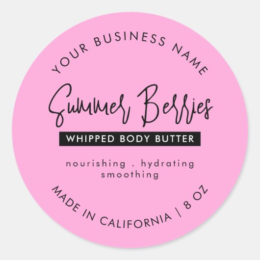 Trendy Pink & Black Lotion Scrub Kosmetik Jar Lid Runder Aufkleber (Vorderseite)