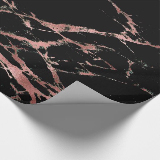 Trendy Pink Black Marble Glossy Geschenkpapier (Ecke)
