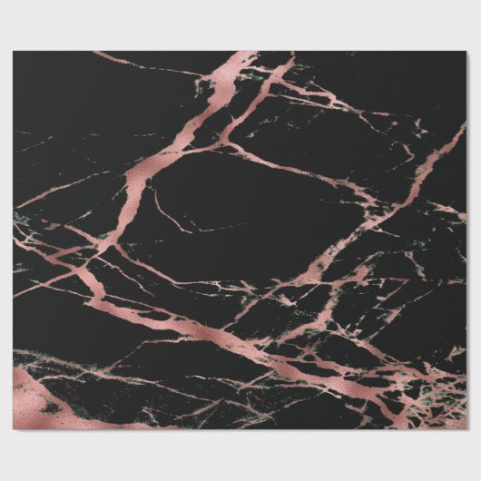Trendy Pink Black Marble Glossy Geschenkpapier (Flach)