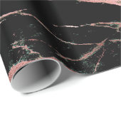 Trendy Pink Black Marble Glossy Geschenkpapier (Rolleneckpunkt)