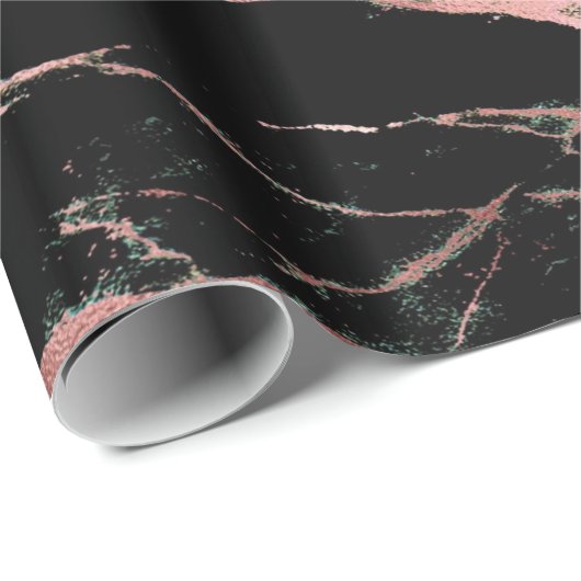 Trendy Pink Black Marble Glossy Geschenkpapier (Rolleneckpunkt)