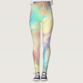 Trendy Pink Blue yellow abstract waves Leggings (Vorderseite)