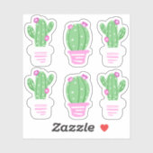 Trendy Pink Blume gepotted Cactus Aufkleber (Blatt)