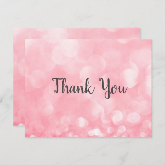 Trendy Pink Bokeh Business Danke Karte (Vorne/Hinten)