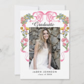 Trendy Pink Bow Coquette 2 FOTO Graduation Party Einladung (Vorderseite)