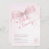 Trendy Pink Bow Elegant Winter 30th Birthday Einladung (Vorne/Hinten)