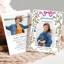 Trendy Pink Bow Ribbon 2 FOTO Graduation Party