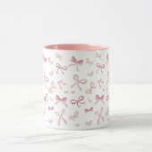 Trendy Pink Bows and Ribbons Pattern Two-Tone Mug Tasse (Zentrum)