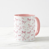 Trendy Pink Bows and Ribbons Pattern Two-Tone Mug Tasse (VorderseiteRechts)