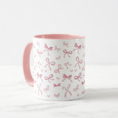 Trendy Pink Bows and Ribbons Pattern Two-Tone Mug Tasse (Vorderseite Links)