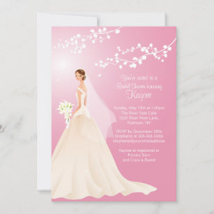 Trendy Pink BRÜNETT Bridge Brautparty Einladung