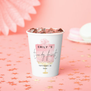 Trendy Pink Cake Script Name Dank 21. Geburtstag Pappbecher