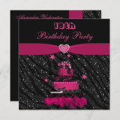 Trendy Pink Cake & Zebra Streifen 18. Geburtstag Einladung (Vorne/Hinten)