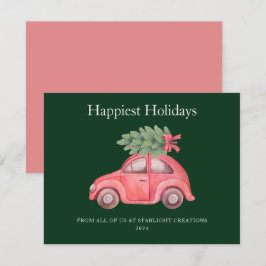 Trendy Pink Car Business Holiday Card Feiertagskarte