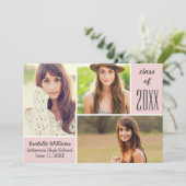 Trendy Pink Class 20XX Abschluss Foto Collage Einladung (Stehend Vorderseite)