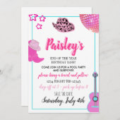 Trendy Pink Cowgirl Birthday Einladung (Vorne/Hinten)