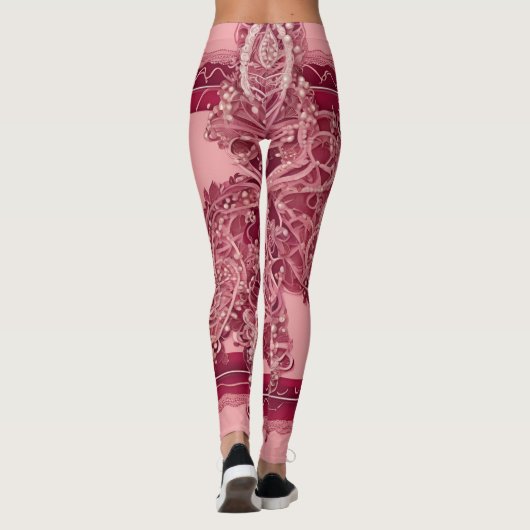 Trendy Pink Cranberry Kunst Leggings (Rückseite)