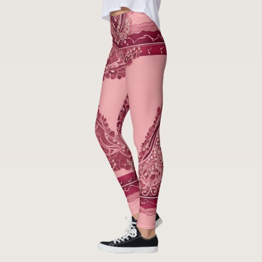Trendy Pink Cranberry Kunst Leggings (Links)