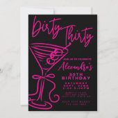 Trendy Pink Dirty 30. Geburtstag Einladung (Vorderseite)