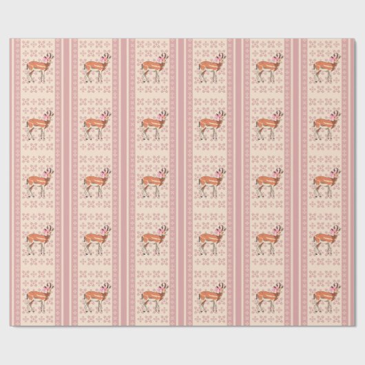 Trendy Pink Doe-patterned Christmas Geschenkpapier (Flach)