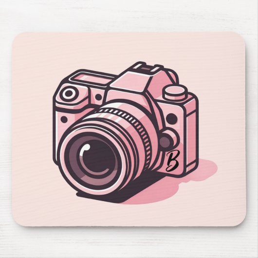 Trendy Pink DSLR-Kamera Fotografie Personalisiert Mousepad (Vorne)