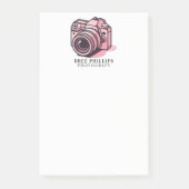 Trendy Pink DSLR-Kamera Fotografie Personalisiert Post-it Klebezettel (Vorderseite)