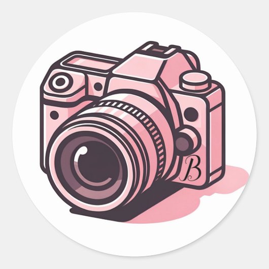 Trendy Pink DSLR-Kamera Fotografie Personalisiert Runder Aufkleber (Vorderseite)