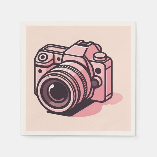Trendy Pink DSLR-Kamera Fotografie Personalisiert Serviette (Vorderseite)