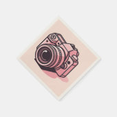 Trendy Pink DSLR-Kamera Fotografie Personalisiert Serviette (Ecke)