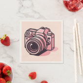 Trendy Pink DSLR-Kamera Fotografie Personalisiert Serviette (Beispiel)