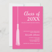 Trendy Pink Feminine 2025 Grad Tassel Abschluss Einladung (Vorderseite)